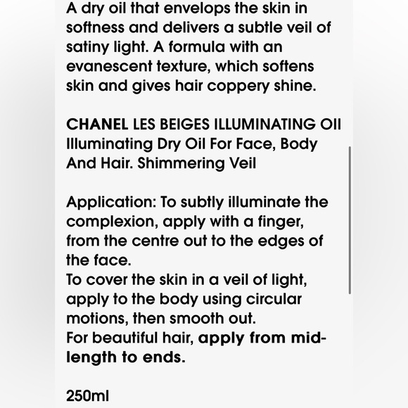 Chanel Les Beiges Illuminating Oil Face, Body, And Hair | Shimmering Veil - Picture 6 of 8